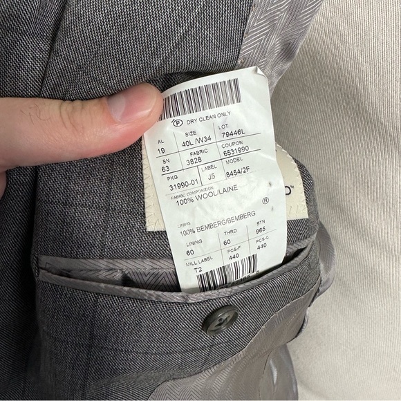 Joseph Abboud Tollegno 1900 Gray Windowpane Blazer - Picture 6 of 12